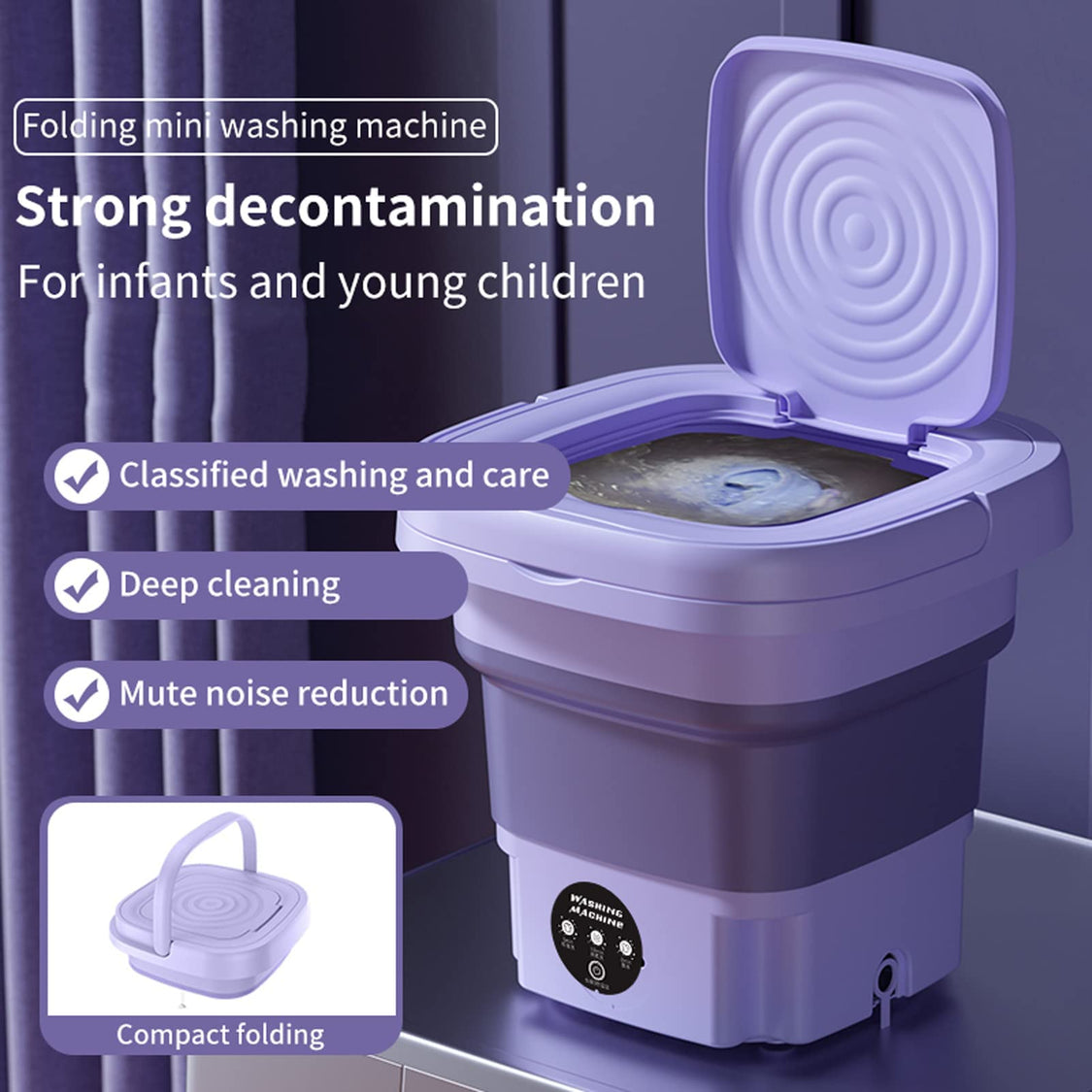 7.5Kg Electric Foldable Washing Machine – Compact & Portable Laundry Solution with Space-Saving Design